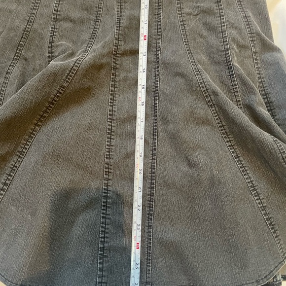 New Directions Grey Denim Midi Skirt - Picture 11 of 13